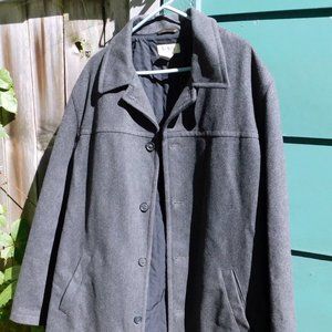 Men's J Crew XLT Woolen Winter Dress Coat Gray Button Up Thinsulate Lined